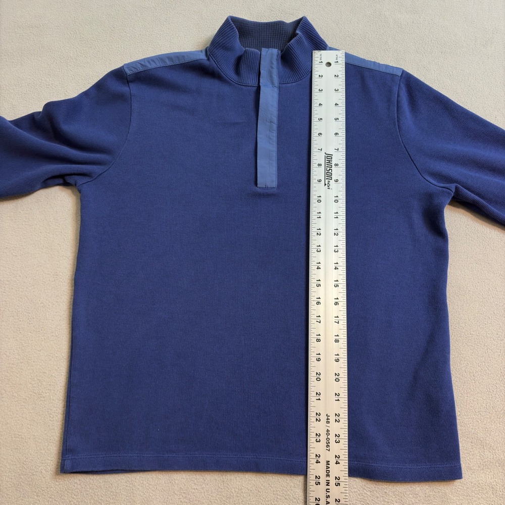 BOSS Hugo Boss Men Medium Blue 100% Cotton Quarter Zip Pullover Sweater Knit - Picture 9 of 10
